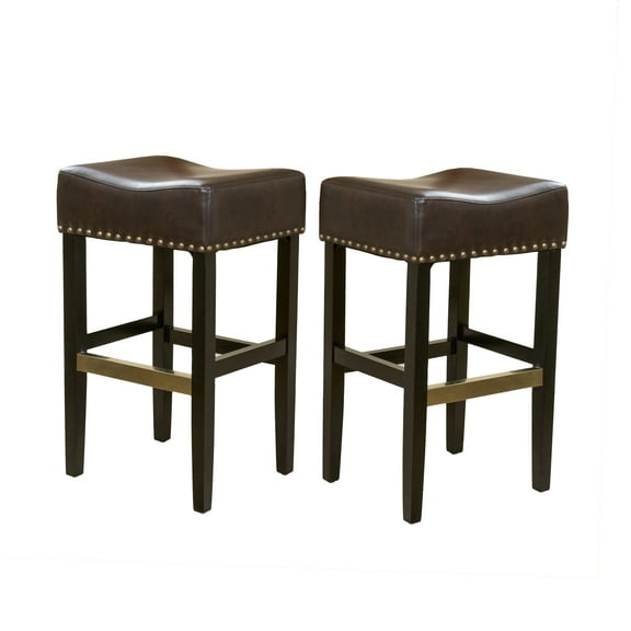 GDF Studio Ogden Contemporary Faux Leather 30 Inch Backless Barstool, Set of 2, Ivory and Matte Black