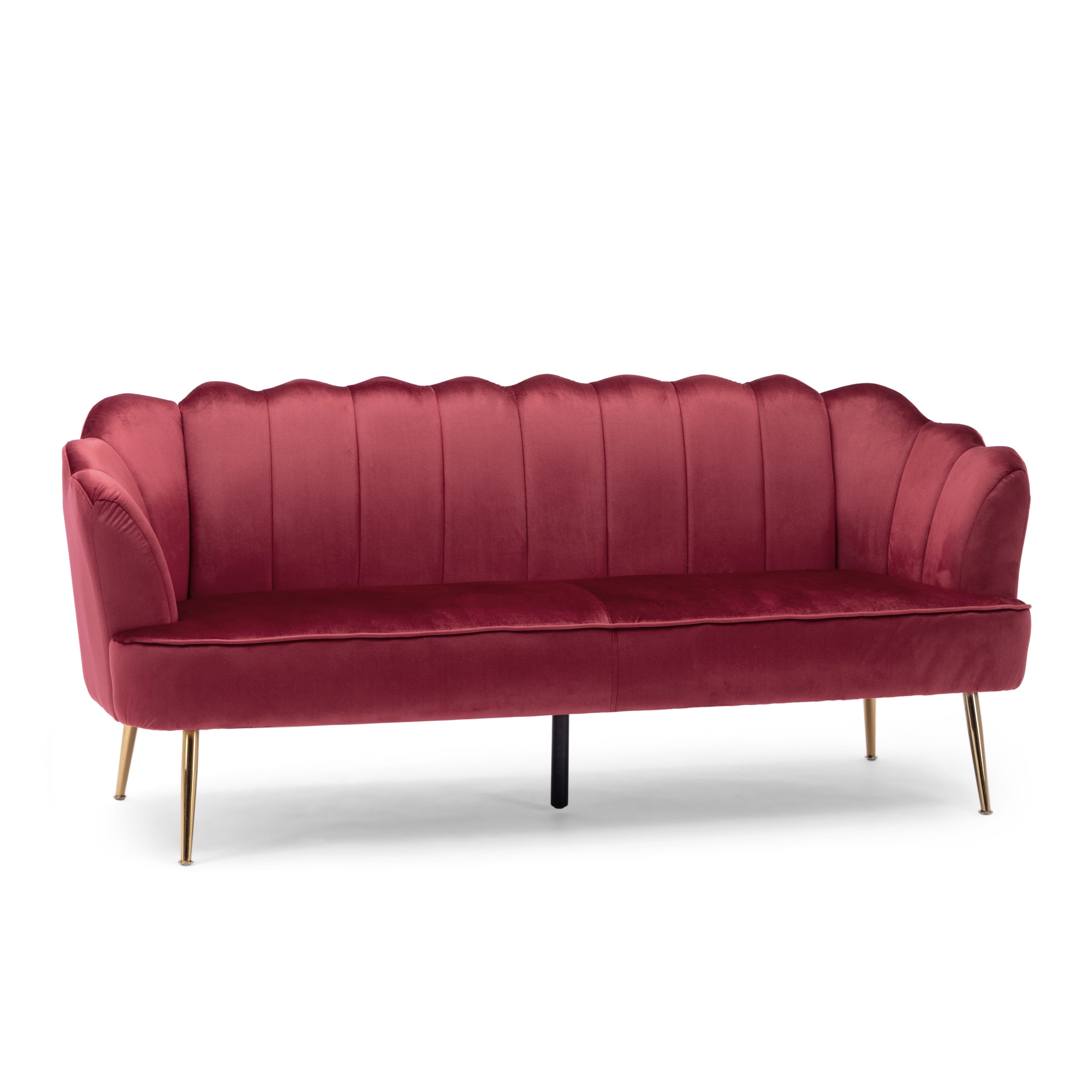 Glam Velvet 3 Seater Shell Sofa in Berry Red and Gold in Kosovo at 1141 Rating 5
