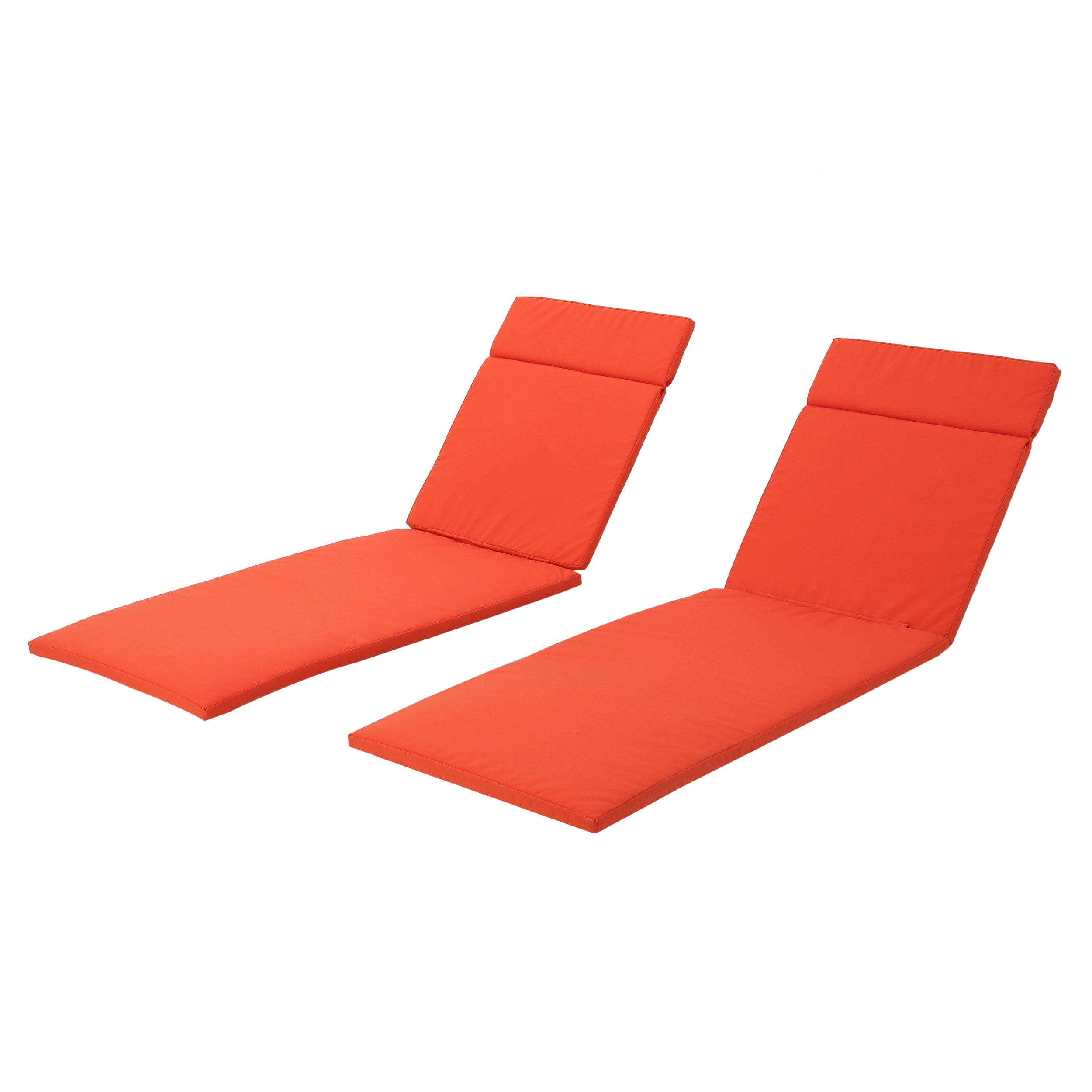 Bright Orange Polyester Chaise Lounge Cushions Set