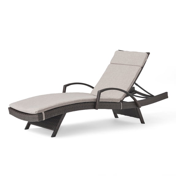 GDF Studio Olivia Outdoor Wicker Adjustable Chaise Lounge with Cushion, Multibrown and Charcoal