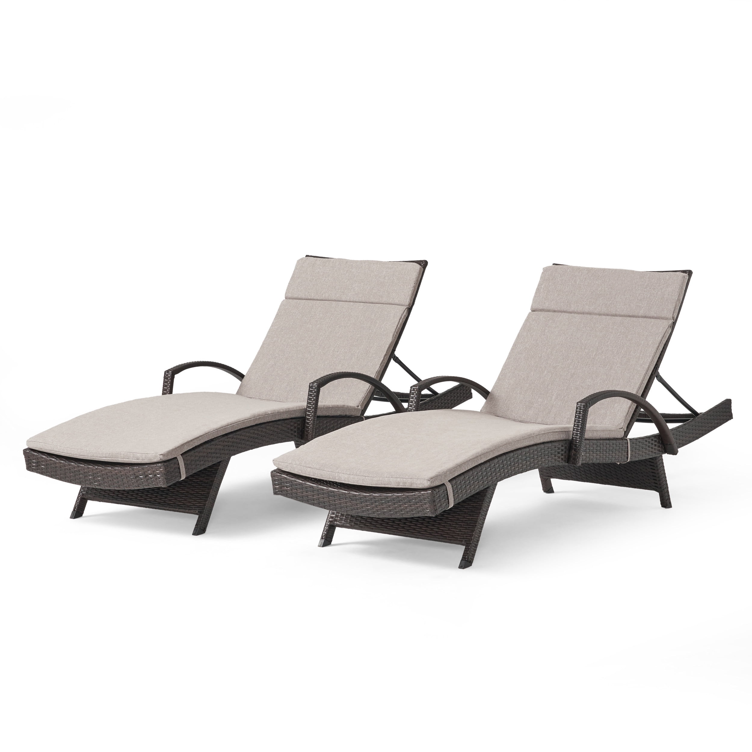 GDF Studio Olivia Outdoor Wicker Adjustable Chaise Lounges with Cushion