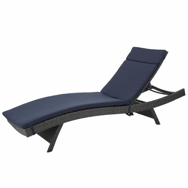 GDF Studio Olivia Outdoor Wicker Armless Adjustable Chaise Lounge with