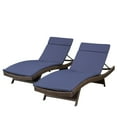 thumbnail image 1 of GDF Studio Olivia Outdoor Wicker Armless Adjustable Chaise Lounge with Cushion, Multibrown and Navy Blue, 1 of 6