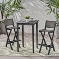 thumbnail image 1 of GDF Studio Omaha Outdoor Acacia Wood and Wicker 3 Piece Square Bar Bistro Set, Dark Gray and Brown, 1 of 18
