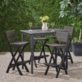 thumbnail image 1 of GDF Studio Omaha Outdoor Acacia Wood and Wicker 5 Piece Rectangular Bar Set, Dark Gray and Brown, 1 of 22