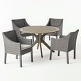 thumbnail image 1 of GDF Studio Orwel Outdoor Acacia Wood and Wicker 5 Piece Dining Set with Cushion, Gray and Light Gray, 1 of 12