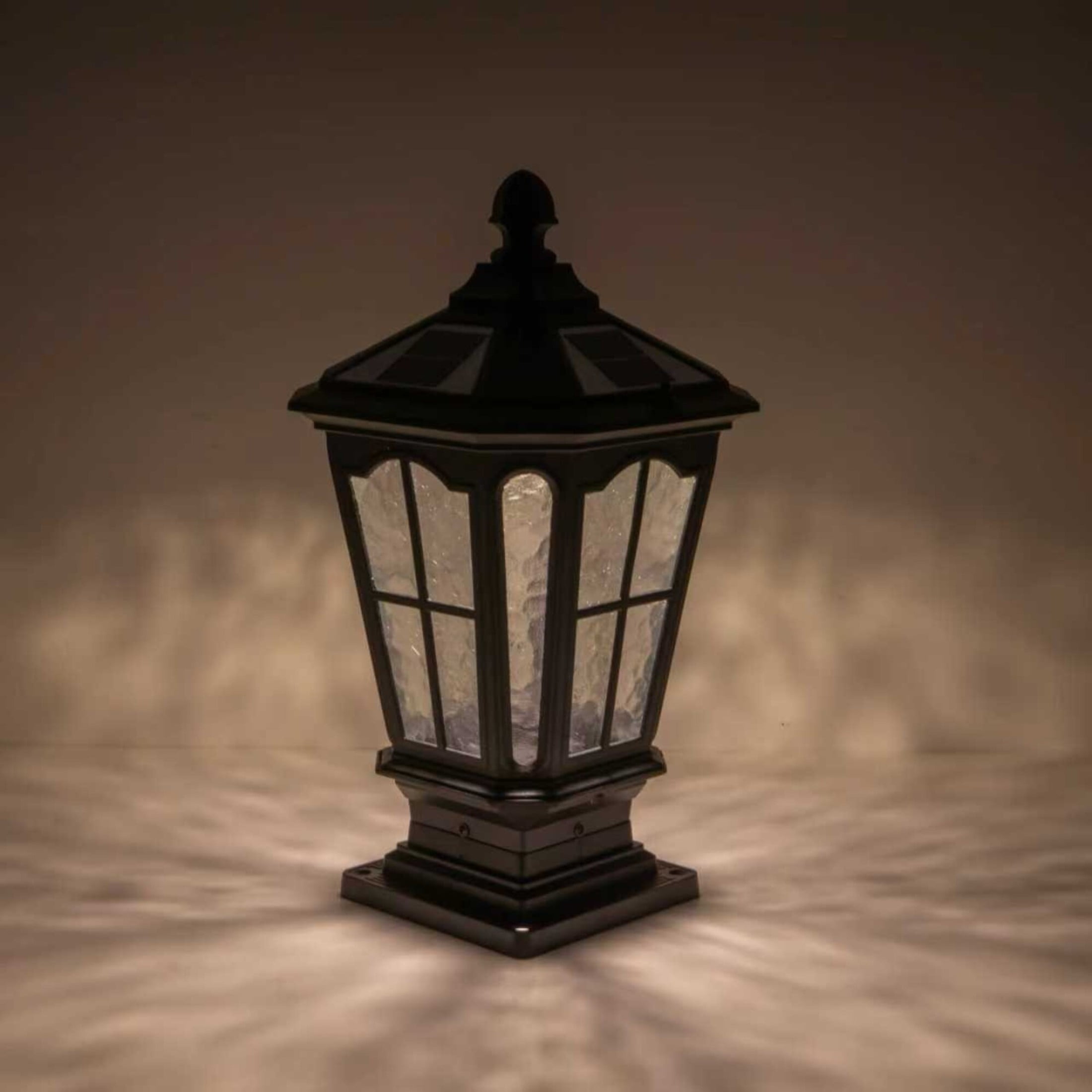 GDF Studio Outdoor Garden Post Light, Aluminum Vintage Pillar Lantern Porch Lamp, Matte Black
