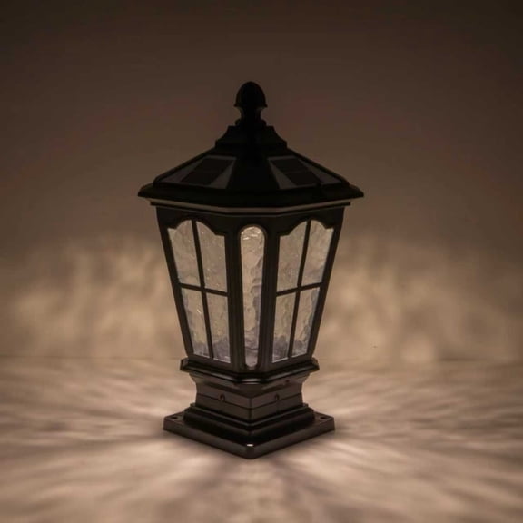 GDF Studio Outdoor Garden Post Light, Aluminum Vintage Pillar Lantern Porch Lamp, Matte Black