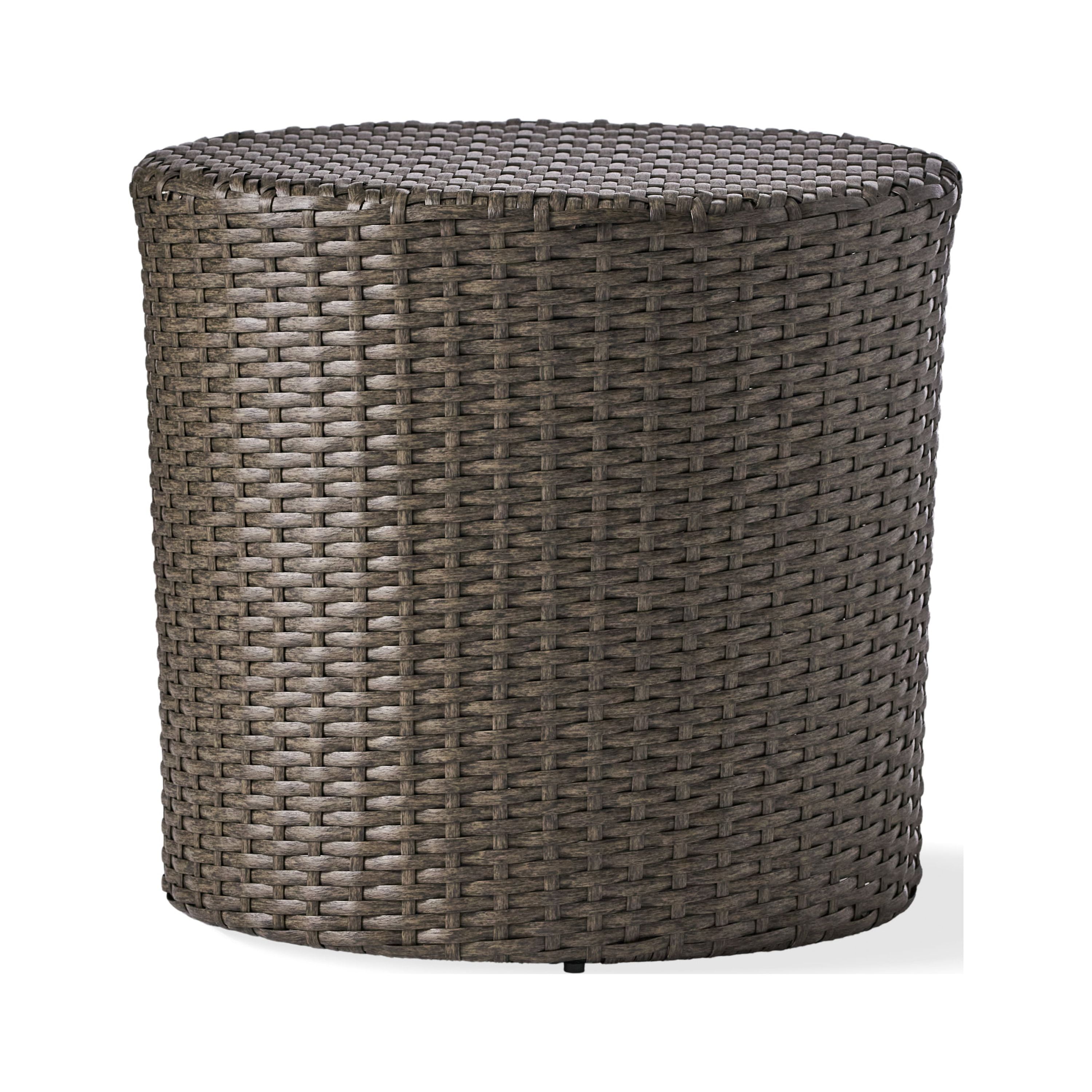 GDF Studio Overton Outdoor Wicker Barrel Side Table, Dark Gray