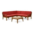 thumbnail image 1 of GDF Studio Parma Outdoor 5-Seater Acacia Wood Sectional Sofa Set, Teak and Red, 1 of 9