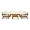thumbnail image 1 of GDF Studio Parma Outdoor Acacia Wood 10 Seater Sectional Sofa Set with Coffee Table Set, Teak and Beige, 1 of 10