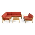 thumbnail image 1 of GDF Studio Parma Outdoor Acacia Wood 7 Seater Sectional Sofa and Loveseat Set, Red, 1 of 12