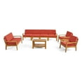 thumbnail image 1 of GDF Studio Parma Outdoor Acacia Wood 8 Seater Chat Set with Cushions, Teak and Red, 1 of 11