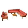 thumbnail image 1 of GDF Studio Parma Outdoor Acacia Wood 9 Seater Sectional Sofa Chat Set, Red, 1 of 12