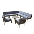 thumbnail image 1 of GDF Studio Parma Outdoor Acacia Wood 9 Seater Sectional Sofa Chat Set with Cushions, Gray and Dark Gray, 1 of 12