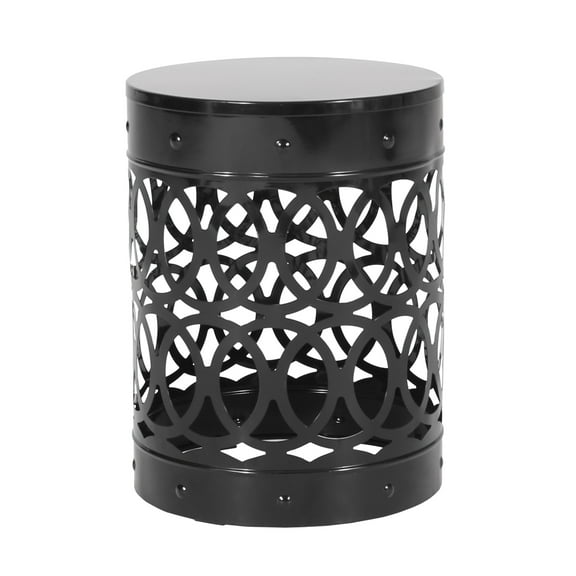 GDF Studio Pellerin Outdoor 18 inch Metal Side Table, Black