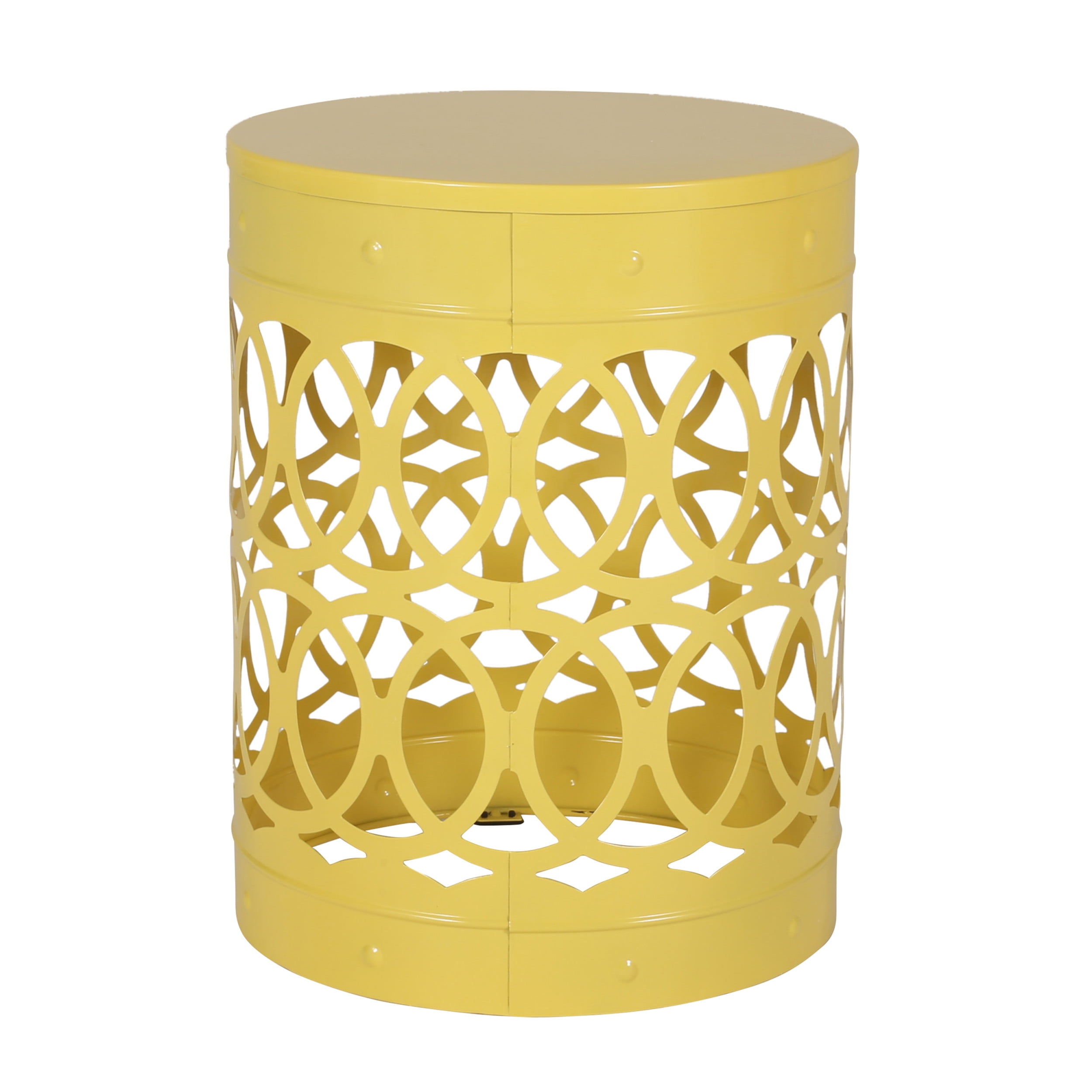 Yellow Powder-Coated Iron Outdoor Round Side Table