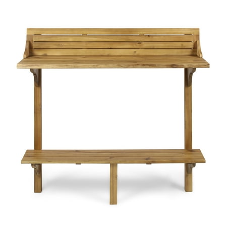 GDF Studio Pensacola Outdoor Acacia Wood Balcony Bar Table, Natural