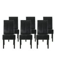 thumbnail image 1 of GDF Studio Percival Contemporary T-Stitch Dining Chairs, Set of 6, Midnight Black Faux Leather and Espresso, 1 of 9