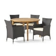 thumbnail image 1 of GDF Studio Philippa Outdoor Acacia Wood and Wicker 5 Piece Dining Set with Cushion, Teak, Multibrown, and Beige, 1 of 13