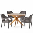 thumbnail image 1 of GDF Studio Pia Outdoor Wicker and Acacia Wood 5 Piece Dining Set, Gray, 1 of 13