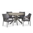 thumbnail image 1 of GDF Studio Pia Outdoor Wicker and Acacia Wood 5 Piece Dining Set, Multibrown and Teak, 1 of 13