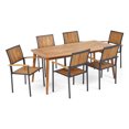 thumbnail image 1 of GDF Studio Pierce Outdoor Industrial Acacia Wood 7 Piece Dining Set, Teak and Black, 1 of 13