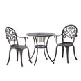 thumbnail image 1 of GDF Studio Pisa Cast Aluminum 3-Piece Outdoor Bistro Set with Ice Bucket, Brown, 1 of 9