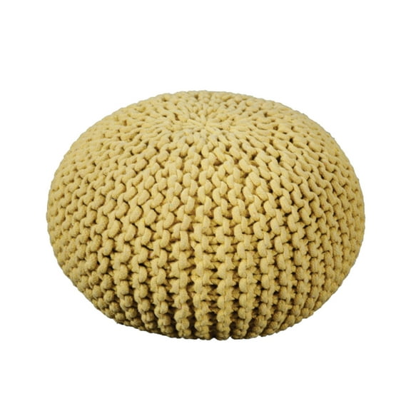 GDF Studio Poona Handcrafted Modern Cotton Pouf, Yellow