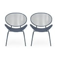 thumbnail image 1 of GDF Studio Poynes Outdoor Metal Mesh Shell Chairs, Set of 2, Matte Navy Blue, 1 of 11