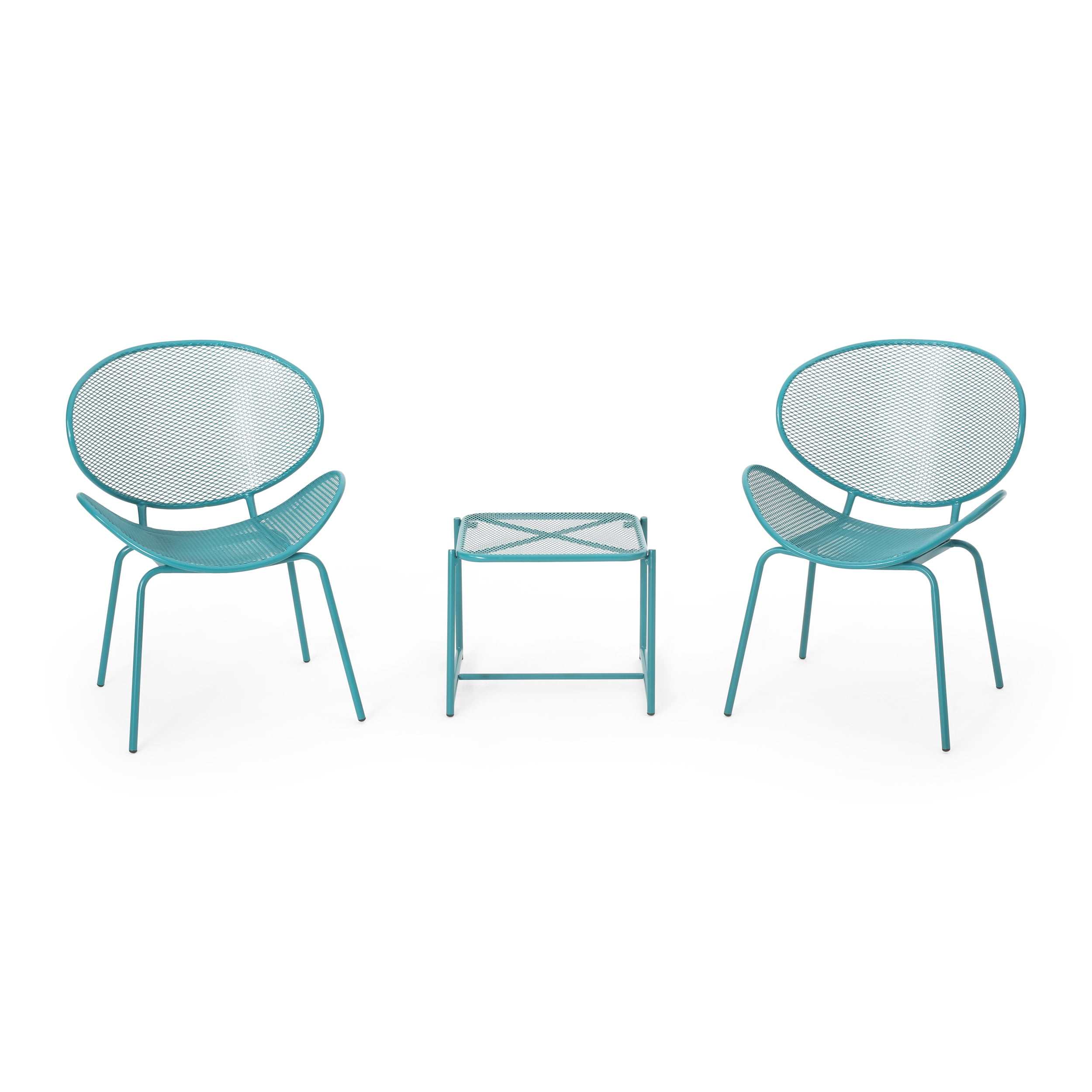 Matte Teal Powder-Coated Iron 2-Seater Outdoor Chat Set