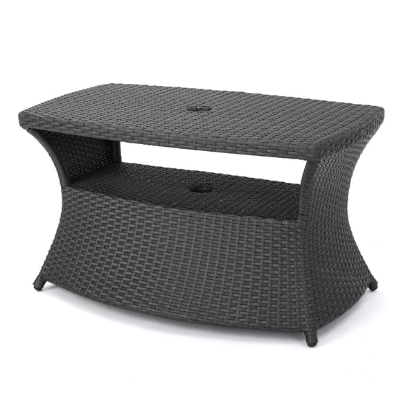 GDF Studio Prazen Outdoor Wicker Side Table, Gray