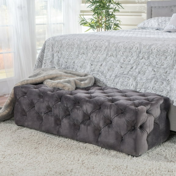 GDF Studio Provence Rectangular Bench Ottoman, Gray
