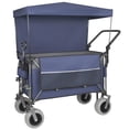 thumbnail image 1 of GDF Studio Push-Pull Folding Beach Wagon with Canopy, Balloon Tires, Large Capacity for Transport, Groceries, Blue, 1 of 11