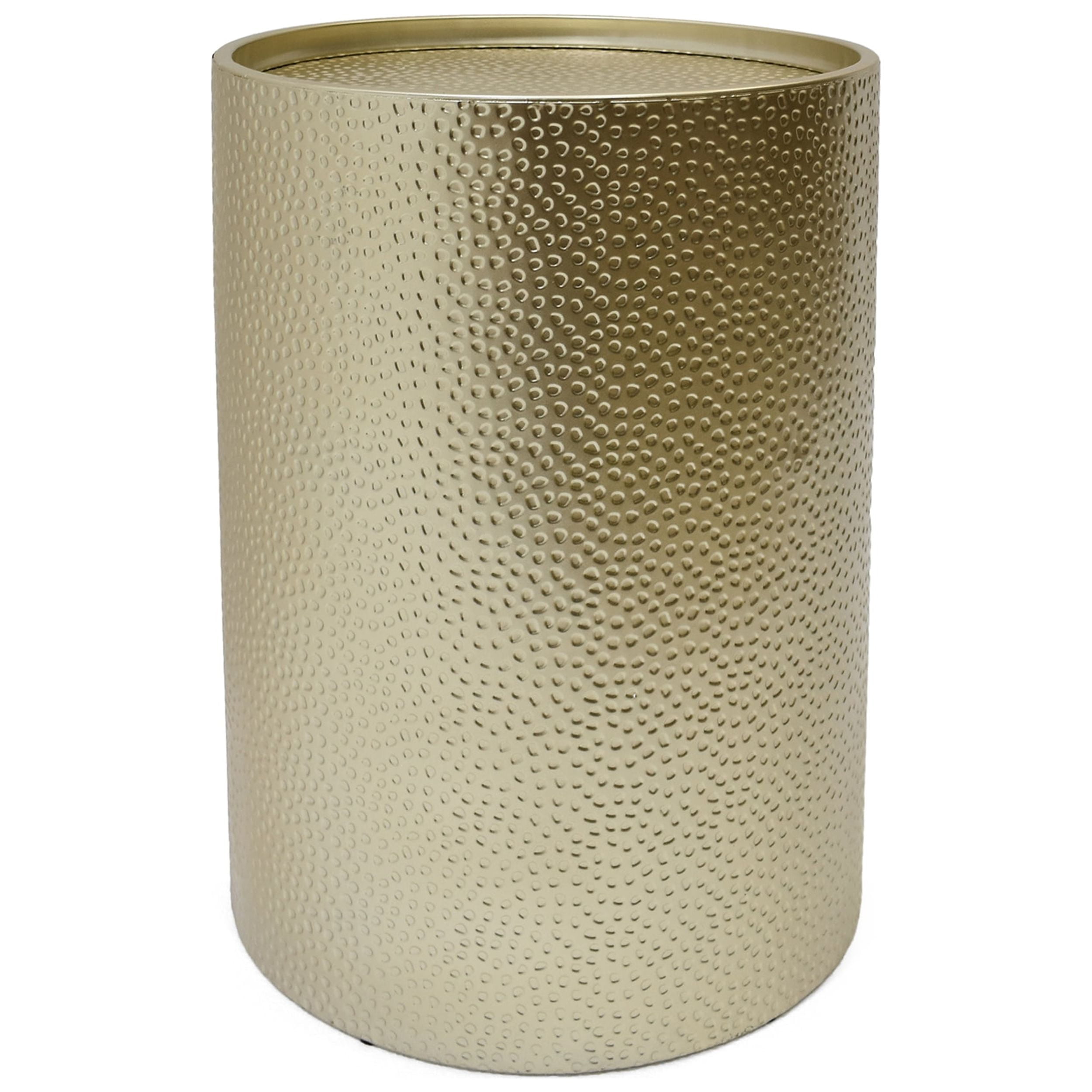 Gold Hammered Iron Round Accent Table
