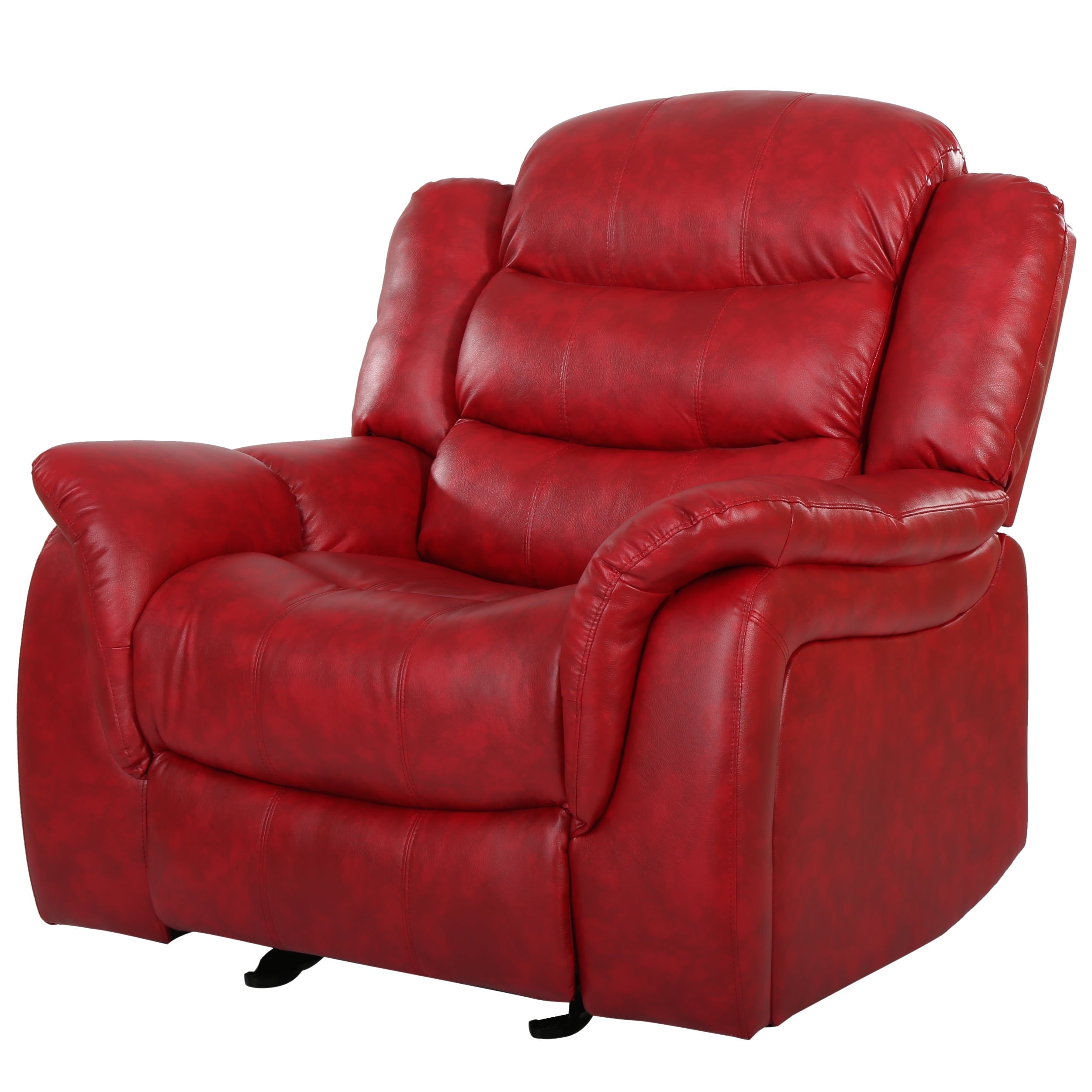 Leather Recliner Red And Black Recliner GDF Studio Rafael