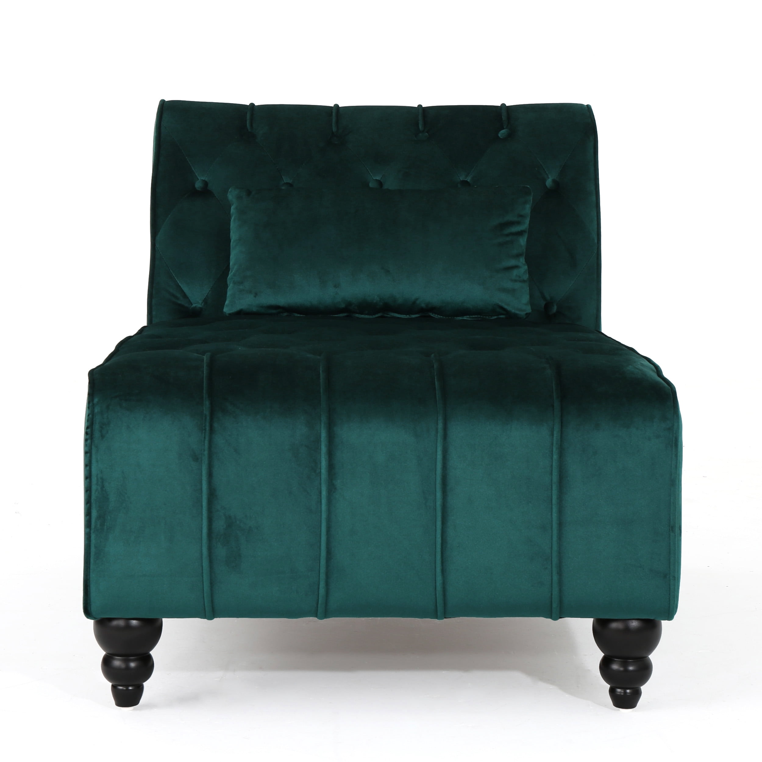 GDF Studio Rafaela Indoor Tufted Chaise Lounge Dark Teal and Dark