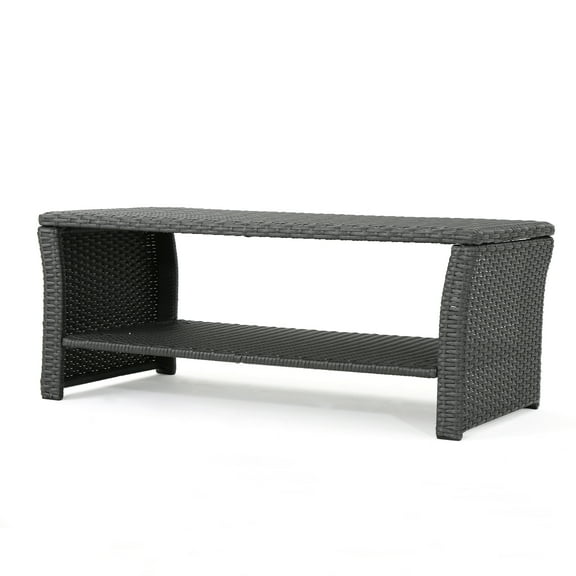 GDF Studio Raina Outdoor Wicker Coffee Table, Gray