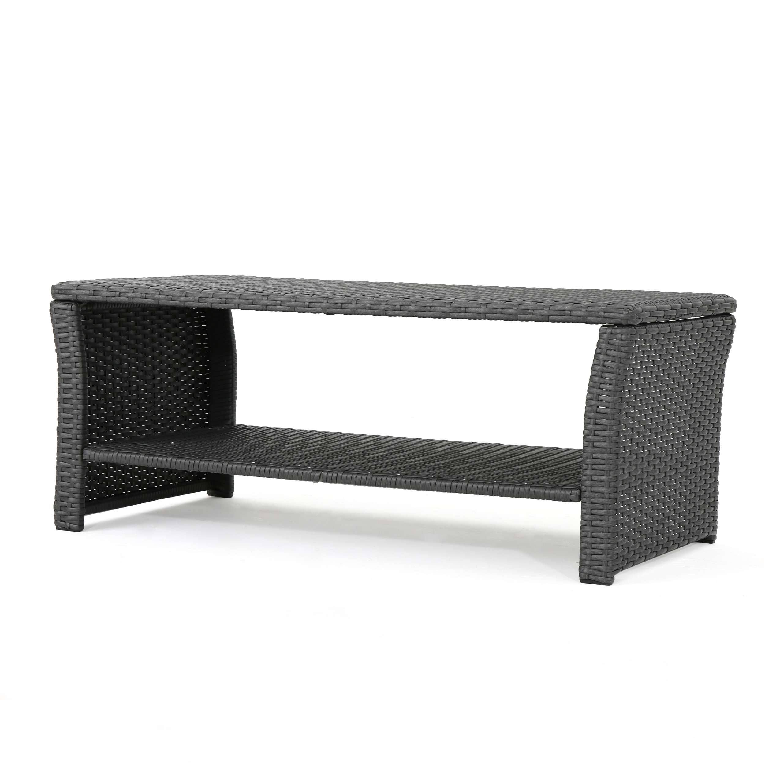 GDF Studio Raina Outdoor Wicker Coffee Table, Gray