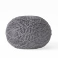 thumbnail image 1 of GDF Studio Reed Handcrafted Boho Fabric Pouf, Charcoal, 1 of 7