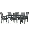 thumbnail image 1 of GDF Studio Regan French Country Fabric Upholstered Wood and Cane Expandable 7 Piece Dining Set, Gray and Black, 1 of 13