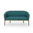 thumbnail image 1 of GDF Studio Remy Contemporary Fabric Channel Stitch Loveseat, Teal and Brown, 1 of 9
