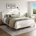 thumbnail image 1 of GDF Studio Retro Boucle Upholstered Queen Bed, Platform Bed with Wingback Headboard, White, 1 of 8