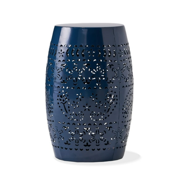 GDF Studio Riley Indoor/Outdoor Lace Cut 12 Inch Side Table, Dark Blue