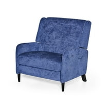 GDF Studio Rockney Contemporary Oversized Textured Fabric Pushback Recliner, Navy Blue and Dark Brown