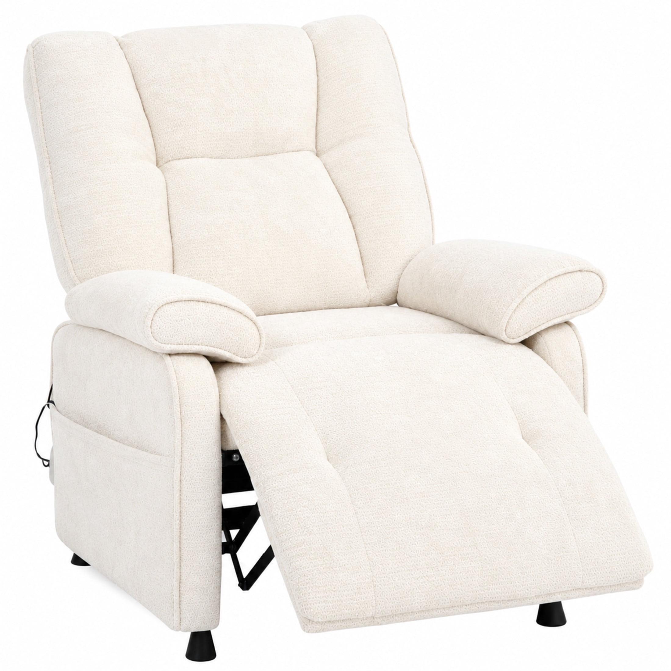 GDF Studio Rosane Electric Power Recliner Chair with Side Storage Pocket, Chenille Multi-Scene Lounge Chair, Beige