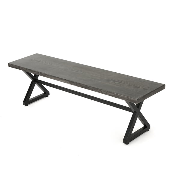 GDF Studio Rosarito Outdoor Aluminum Dining Bench, Gray