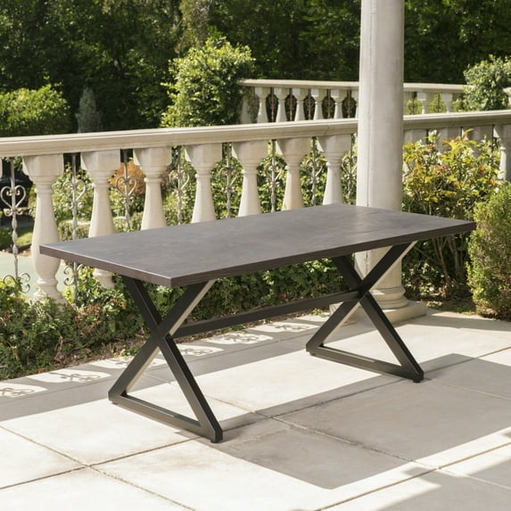 GDF Studio Rosarito Outdoor Aluminum Dining Table, Gray