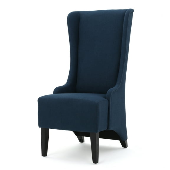 GDF Studio Ruple Contemporary Fabric Upholstered High Back Dining Chair, Navy Blue and Matte Black