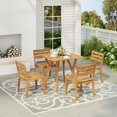 thumbnail image 1 of GDF Studio Rustic Slat Design 5-Piece Outdoor Bistro Set with Acacia Wood Table and Chairs, Teak Finish, 1 of 18